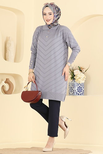 moda selvim Tunic 3304NVX1208 Gray - Thumbnail