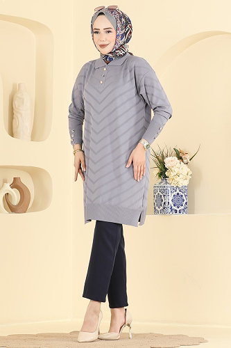 moda selvim Tunic 3304NVX1208 Gray - Thumbnail