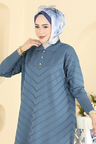 moda selvim بلوز ازرق 3304NVX1208 - Thumbnail