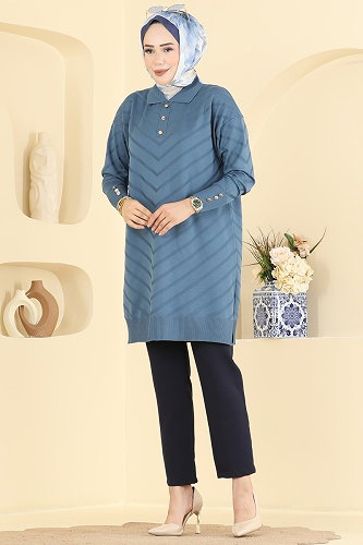 moda selvim بلوز ازرق 3304NVX1208 - Thumbnail