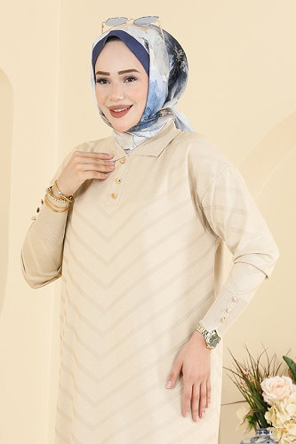 moda selvim بلوز بيج 3304NVX1208 - Thumbnail