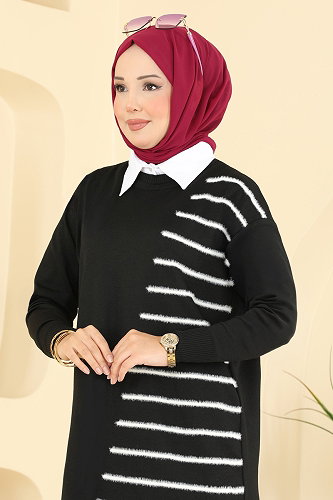 moda selvim Tunic 3314NVX1208 Black - Thumbnail
