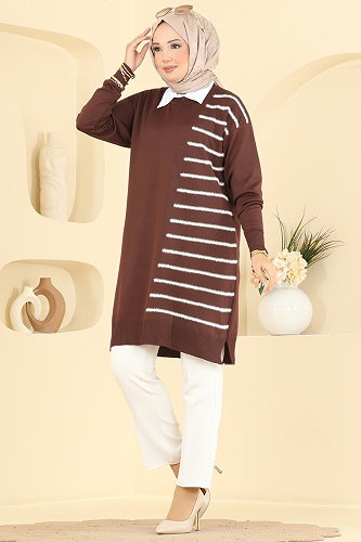 moda selvim بلوز بني 3314NVX1208 - Thumbnail
