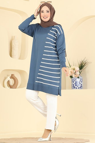 moda selvim Tunic 3314NVX1208 Indigo - Thumbnail