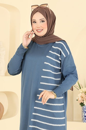 moda selvim Tunic 3314NVX1208 Indigo - Thumbnail