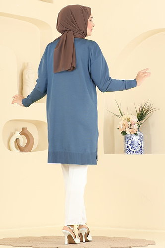 moda selvim Tunic 3314NVX1208 Indigo - Thumbnail
