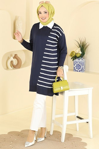 moda selvim Tunic 3314NVX1208 Navy Blue - Thumbnail