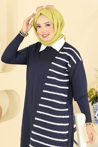 moda selvim بلوز كحلي 3314NVX1208 - Thumbnail
