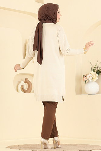 moda selvim Tunic 3314NVX1208 Stone - Thumbnail