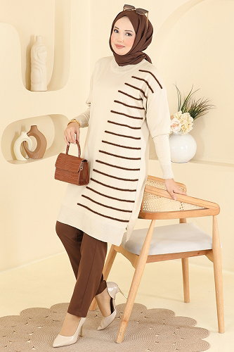 moda selvim Tunic 3314NVX1208 Stone - Thumbnail