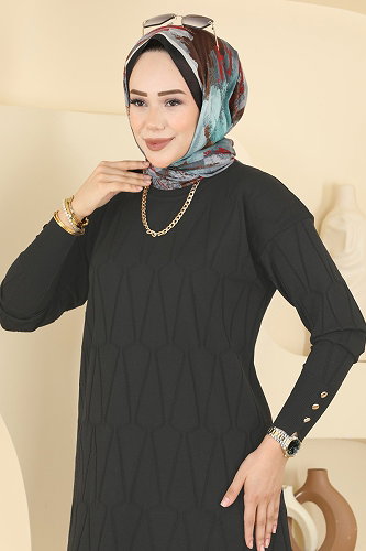 moda selvim Tunic 3317NVX1208 Black - Thumbnail