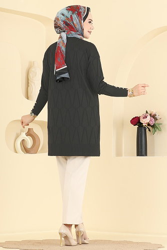 moda selvim Tunic 3317NVX1208 Black - Thumbnail