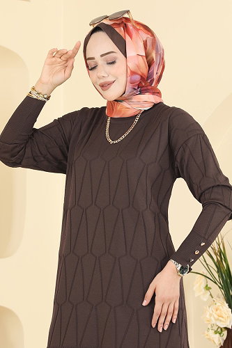 moda selvim Tunic 3317NVX1208 Brown - Thumbnail