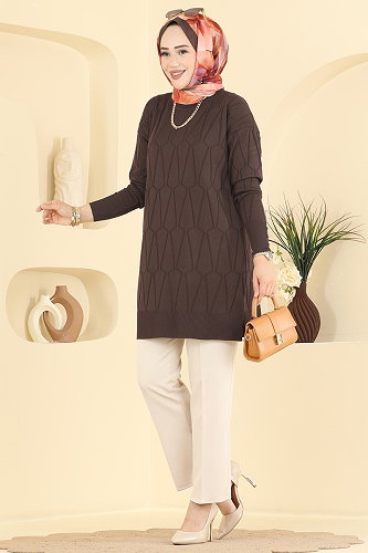 moda selvim بلوز بني 3317NVX1208 - Thumbnail