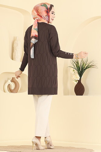 moda selvim بلوز بني 3317NVX1208 - Thumbnail