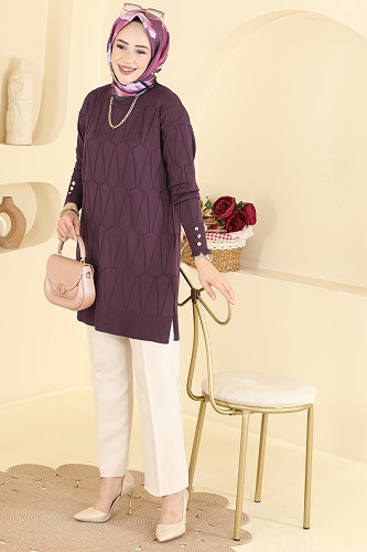 moda selvim Tunic 3317NVX1208 Damson - Thumbnail