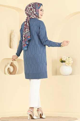 moda selvim بلوز ازرق 3317NVX1208 - Thumbnail