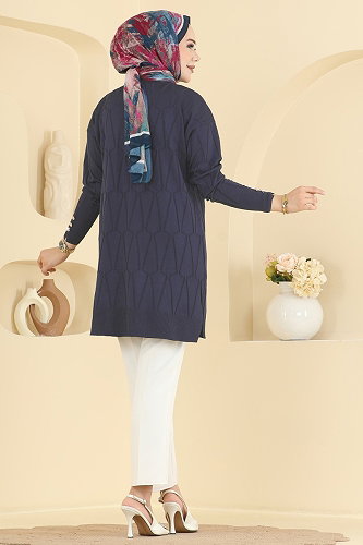 moda selvim Tunic 3317NVX1208 Navy Blue - Thumbnail