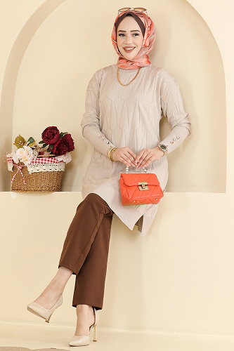 moda selvim بلوز بيج 3317NVX1208 - Thumbnail