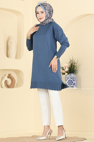 moda selvim بلوز ازرق 3319NVX1208 - Thumbnail