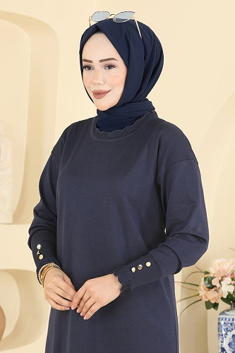 moda selvim بلوز كحلي 3319NVX1208 - Thumbnail