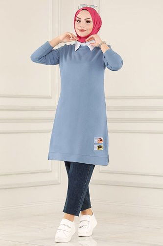moda selvim Tunic 3333ASY563 Blue - Thumbnail
