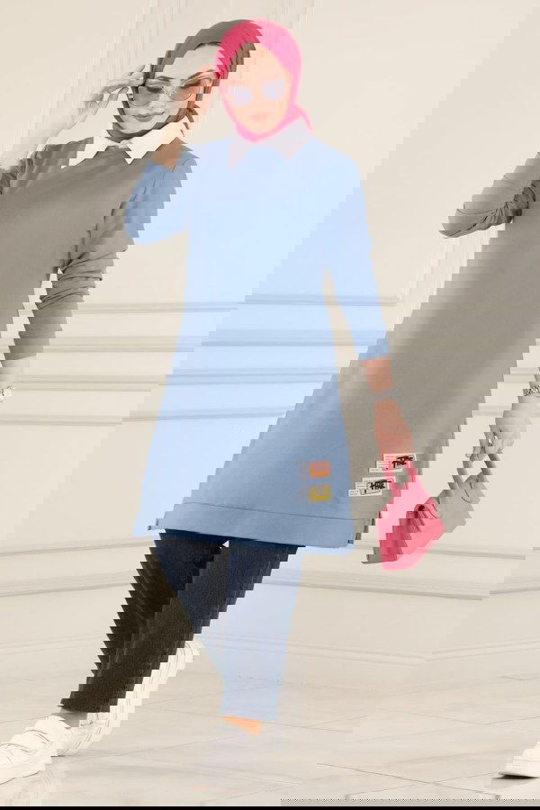 Modaselvim خصم صافٍ20%+20% في سلة التسوق بلوز أزرق 3333ASY563