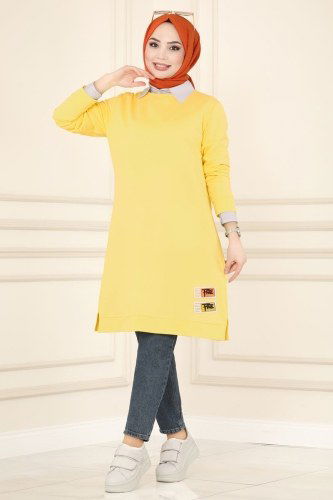 moda selvim Tunic 3333ASY563 Yellow - Thumbnail
