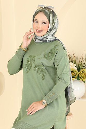 moda selvim بلوز أخضر عشبي 3385NVX1208 - Thumbnail