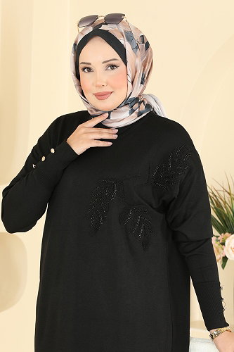 moda selvim Tunic 3385NVX1208 Black - Thumbnail