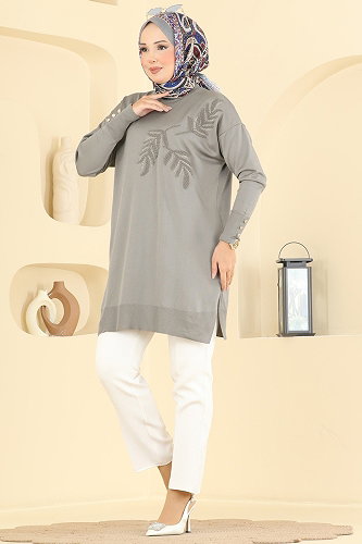 moda selvim بلوز رمادي 3385NVX1208 - Thumbnail