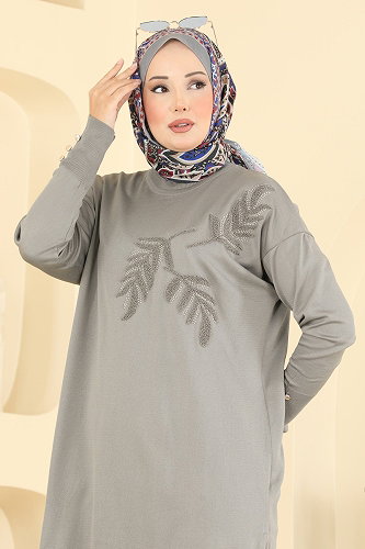 moda selvim بلوز رمادي 3385NVX1208 - Thumbnail