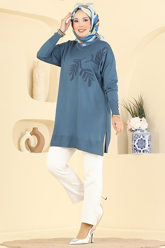 moda selvim بلوز ازرق 3385NVX1208 - Thumbnail