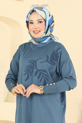 moda selvim بلوز ازرق 3385NVX1208 - Thumbnail