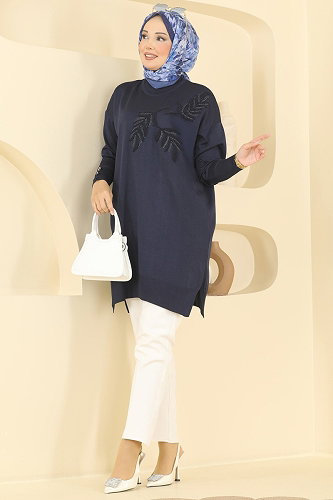 moda selvim بلوز كحلي 3385NVX1208 - Thumbnail