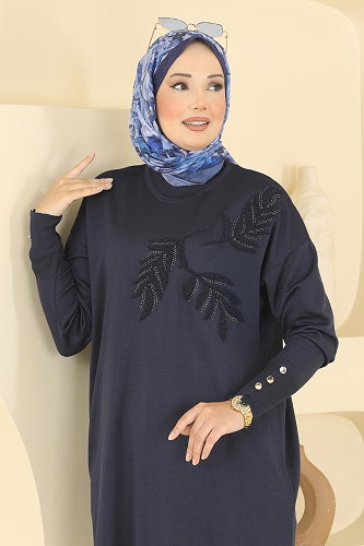moda selvim بلوز كحلي 3385NVX1208 - Thumbnail