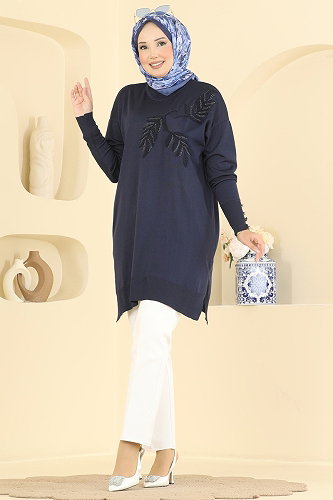 moda selvim بلوز كحلي 3385NVX1208 - Thumbnail