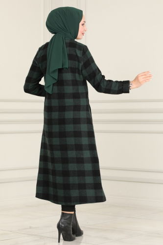 moda selvim Tunic 3720S324 Emerald & Black - Thumbnail