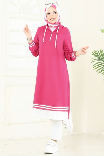 moda selvim بلوز فوشي 399DVL817 - Thumbnail