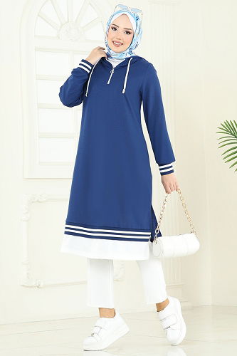 moda selvim Tunic 399DVL817 Indigo - Thumbnail