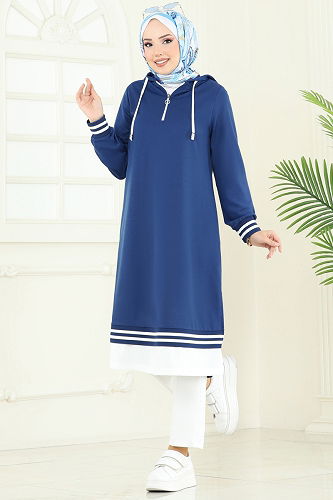 moda selvim Tunic 399DVL817 Indigo - Thumbnail