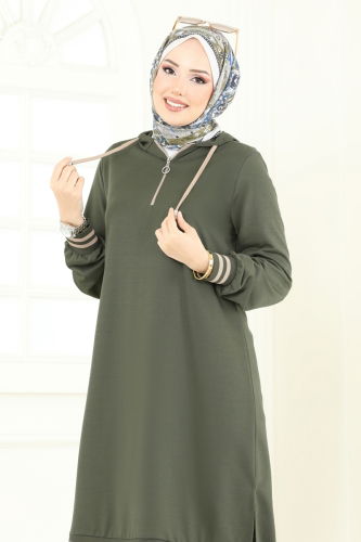 moda selvim Tunic 399DVL817 Khaki - Thumbnail