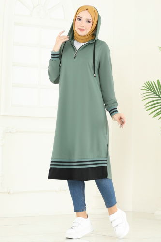 moda selvim بلوز أخضر باهت 399DVL817 - Thumbnail