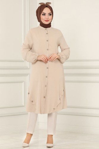moda selvim Tunic 4003BM387 Beige - Thumbnail