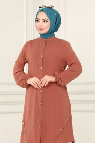 moda selvim Tunic 4003BM387 Dark Salmon - Thumbnail