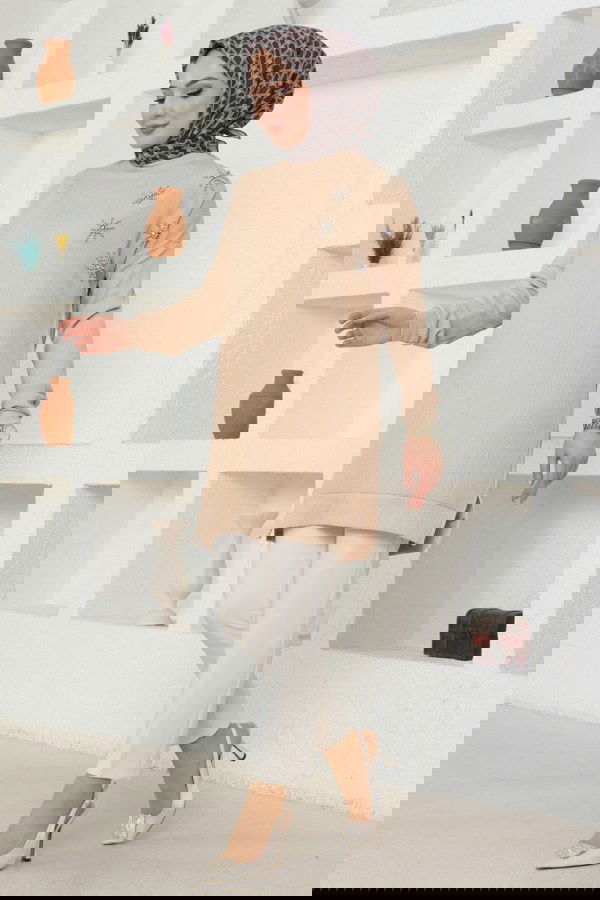 Modaselvim خصم صافٍ20%+20% في سلة التسوق 4004YNS793 بيج بلوز طويل