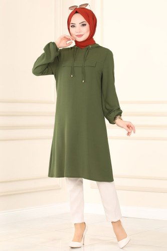 moda selvim Tunic 4005BM387 Khaki - Thumbnail