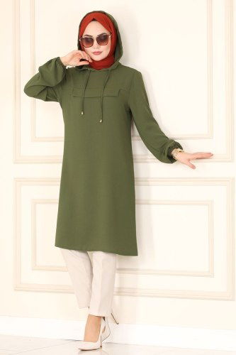 moda selvim Tunic 4005BM387 Khaki - Thumbnail