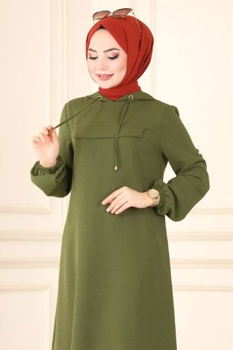 moda selvim Tunic 4005BM387 Khaki - Thumbnail