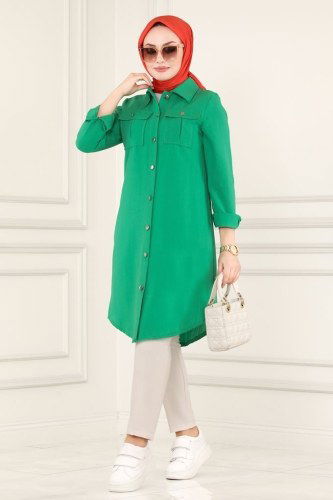 moda selvim Tunic 4010RMZ787 Benetton Green - Thumbnail